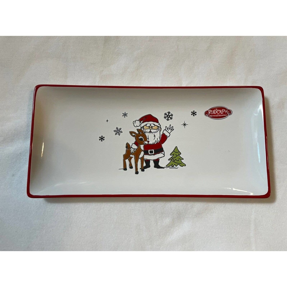 Rudolph & Santa Zrike Christmas Appetizer Serving Platter NEW 2023